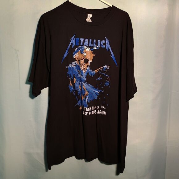 Metallica Justice Graphic T-Shirt – "Their Money Tips Her Scales Again" - Picture 1 of 4